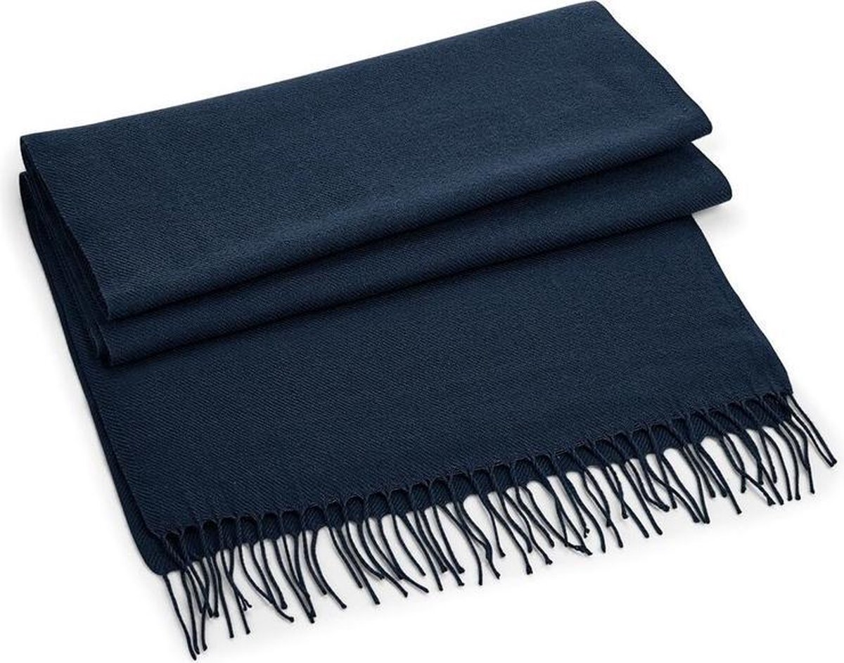 Beechfield Fijn geweven sjaal navy voor volwassenen - Klassieke sjaals oversized voor dames/heren