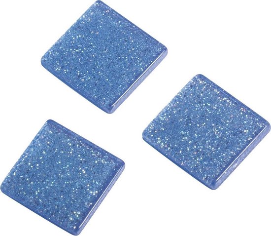 Rayher Hobby 205x stuks Acryl glitter mozaiek steentjes 1 x 1 cm - Mozaieken maken - Blauw