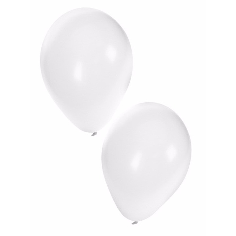 te party ballonnen 50x stuks van 27 cm - Feestartikelen en versiering - Wit