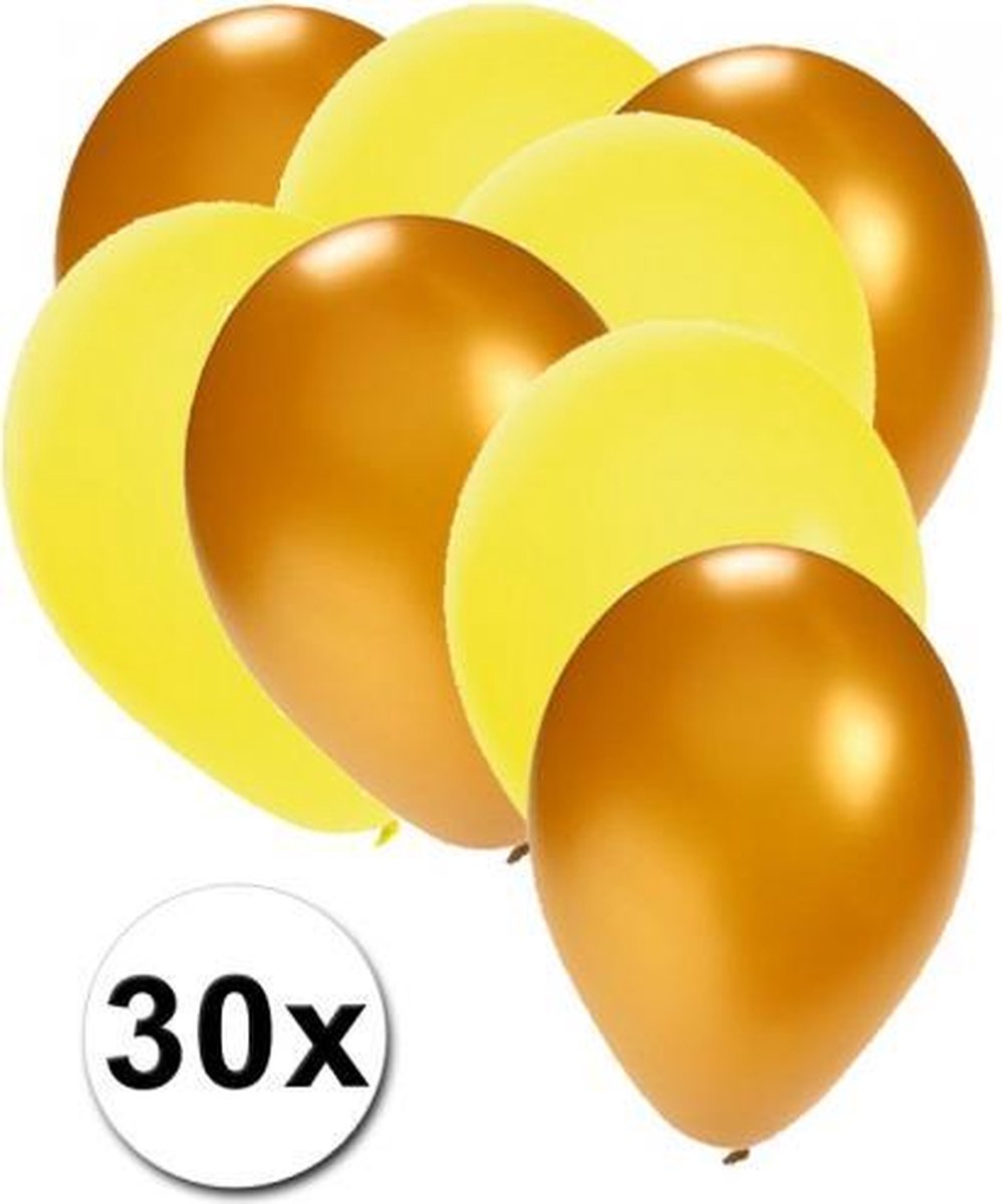 30x ballonnen - 27 cm - goud / gele versiering