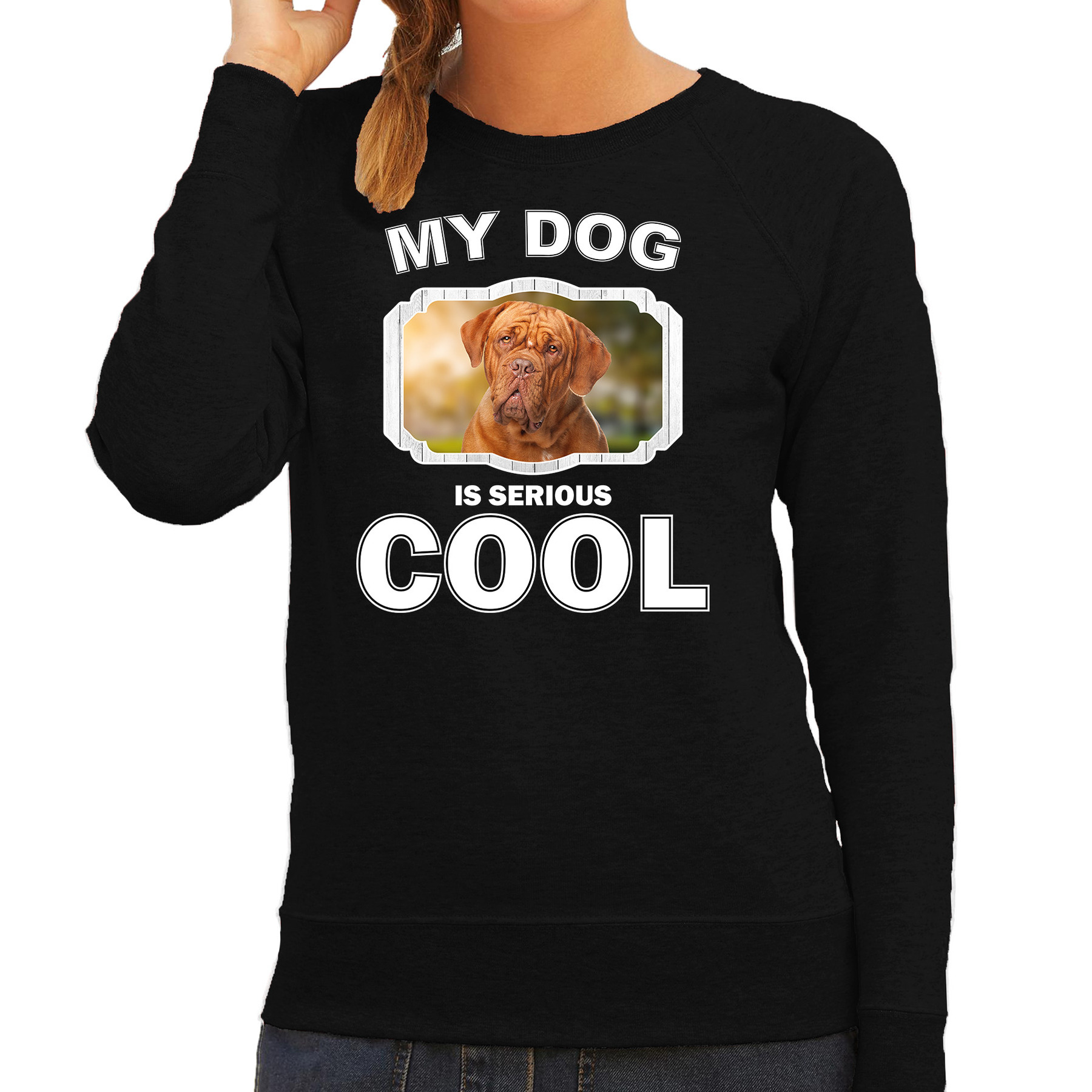 Bellatio Decorations Franse mastiff honden trui / sweater my dog is serious cool - dames - Franse mastiff liefhebber cadeau sweaters - Zwart