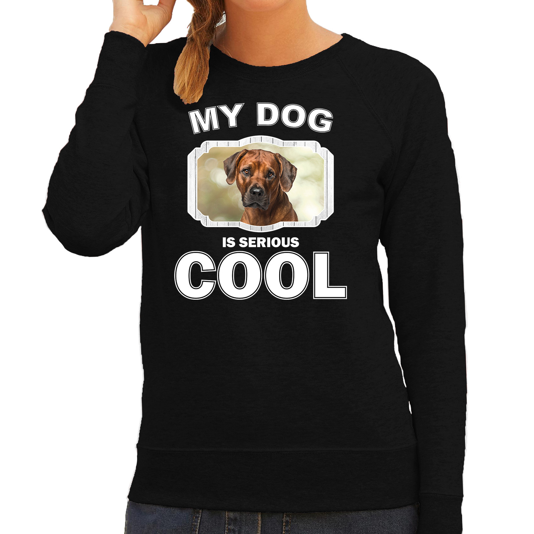 Bellatio Decorations Rhodesian ridgeback honden trui / sweater my dog is serious cool - dames - Pronkruggen liefhebber cadeau sweaters - Zwart