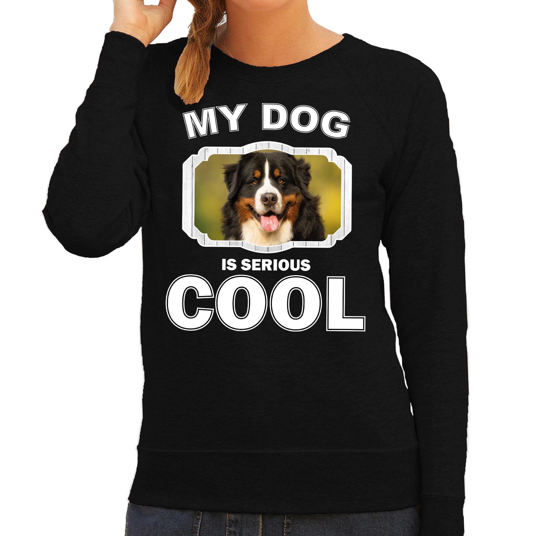 Bellatio Decorations Berner sennen honden trui / sweater my dog is serious cool - dames - Berner sennens liefhebber cadeau sweaters - Zwart