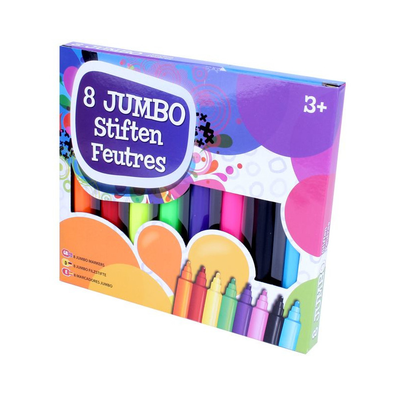 8x Gekleurde jumbo stiften/markers - Creatief kinderspeelgoed - Knutselbenodigdheden