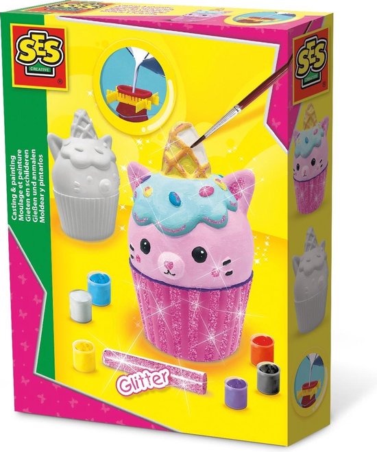 Ses Creative gips gieten en schilderen cupcake 9-delig - Roze