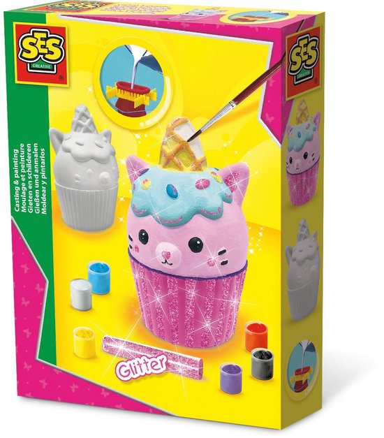 Ses Creative gips gieten en schilderen cupcake 9-delig - Roze