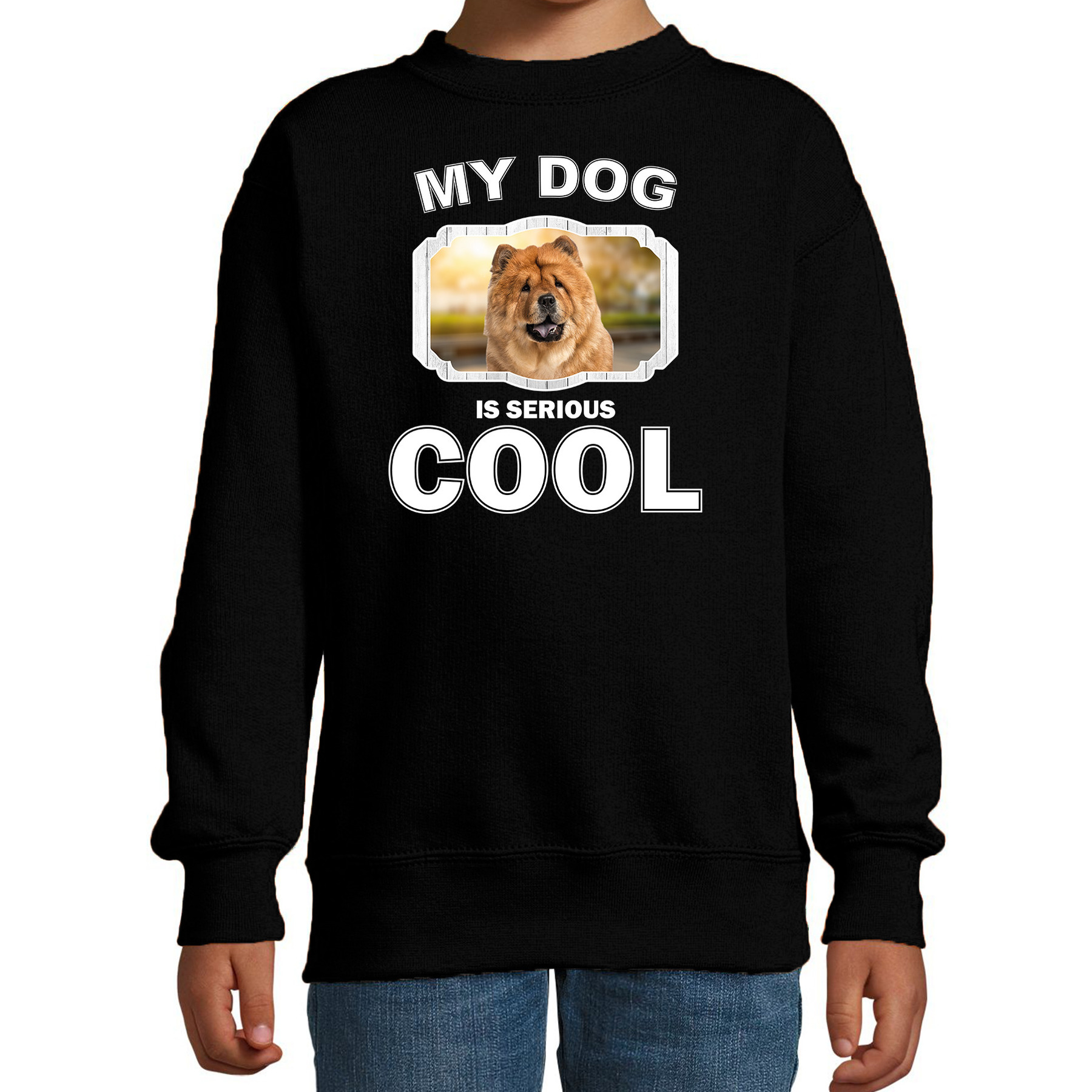 Bellatio Decorations Chow chow honden trui / sweater my dog is serious cool - kinderen - Chow chows liefhebber cadeau sweaters - Zwart