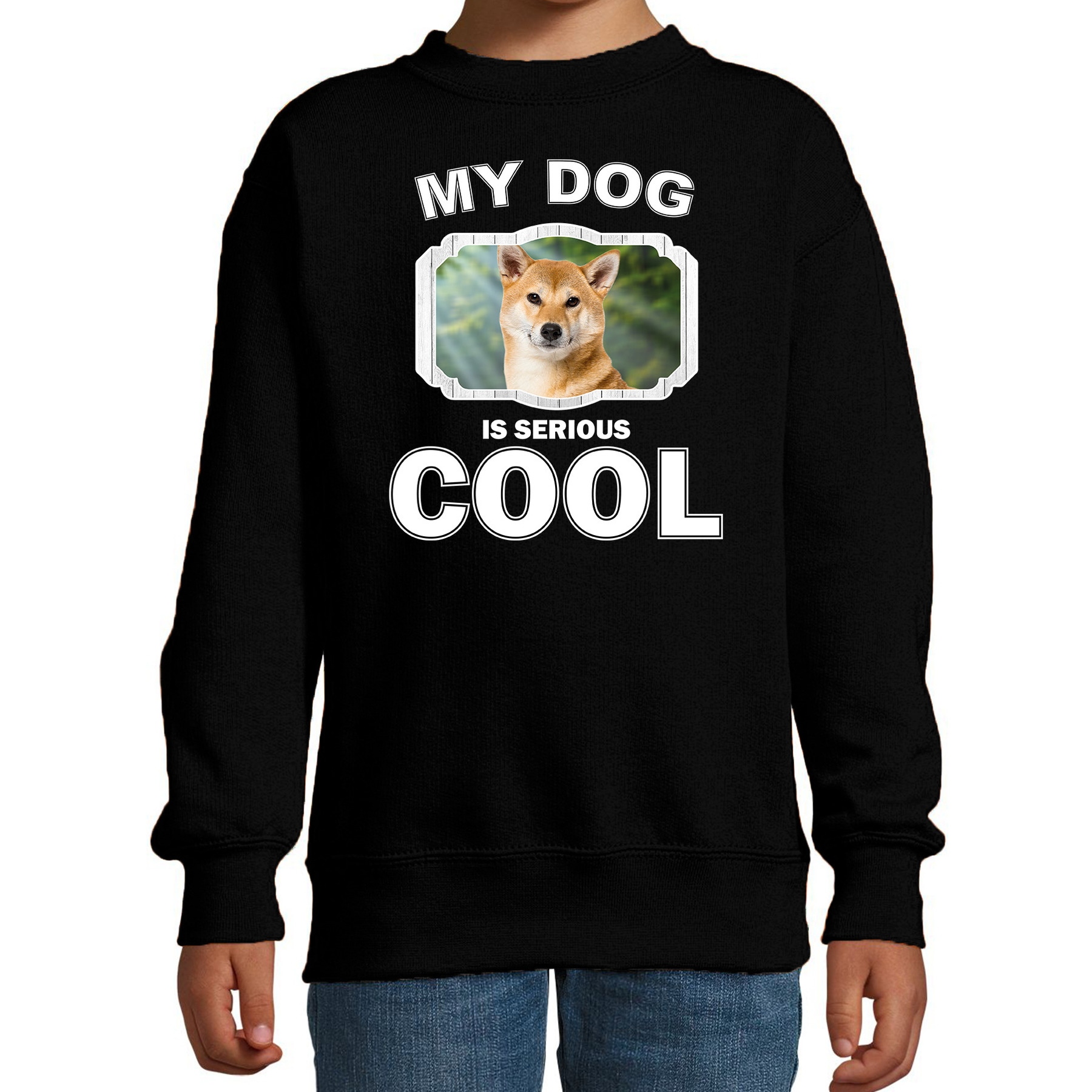 Bellatio Decorations Shiba inu honden trui / sweater my dog is serious cool - kinderen - Shiba inu liefhebber cadeau sweaters - Zwart