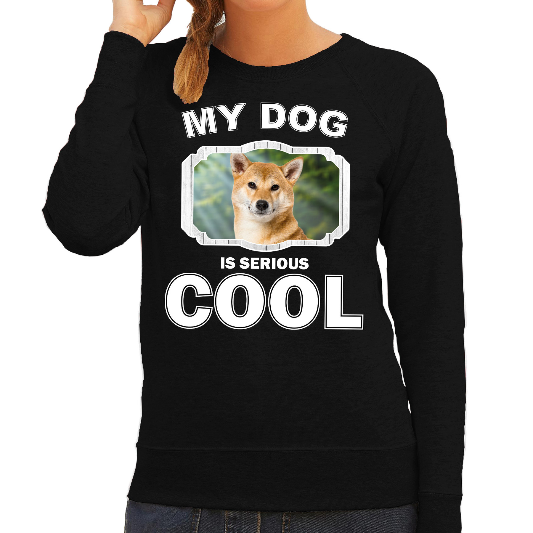 Bellatio Decorations Shiba inu honden trui / sweater my dog is serious cool - dames - Shiba inu liefhebber cadeau sweaters - Zwart