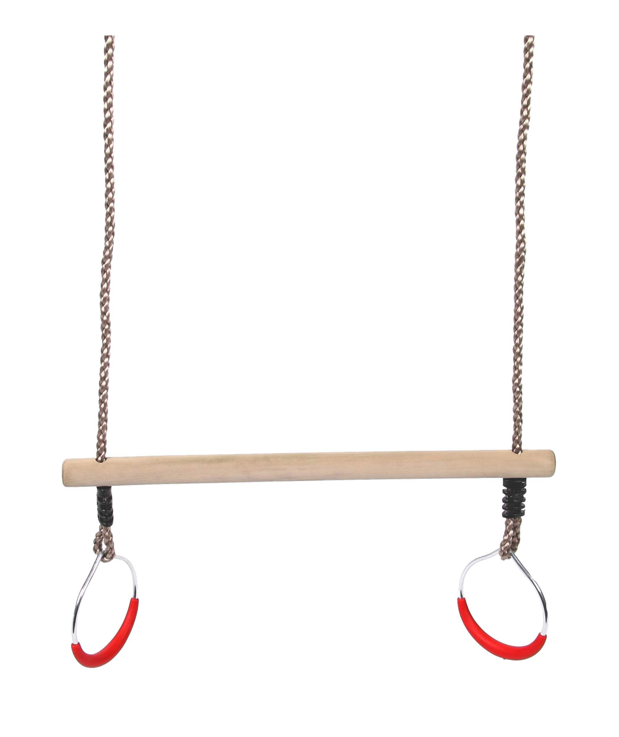 Swing King trapeze met ringen hout 58 cm lichtbruin
