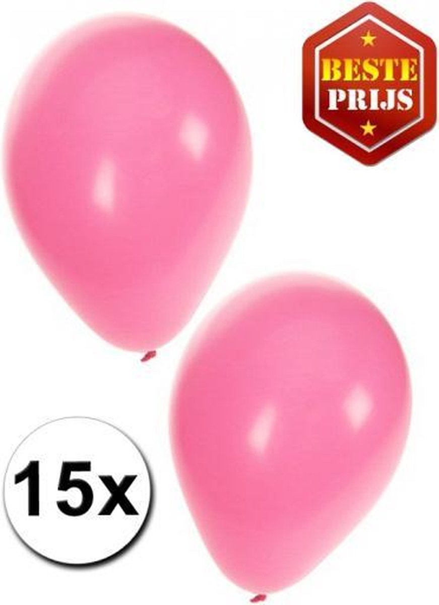 30x ballonnen zwart en lichtroze