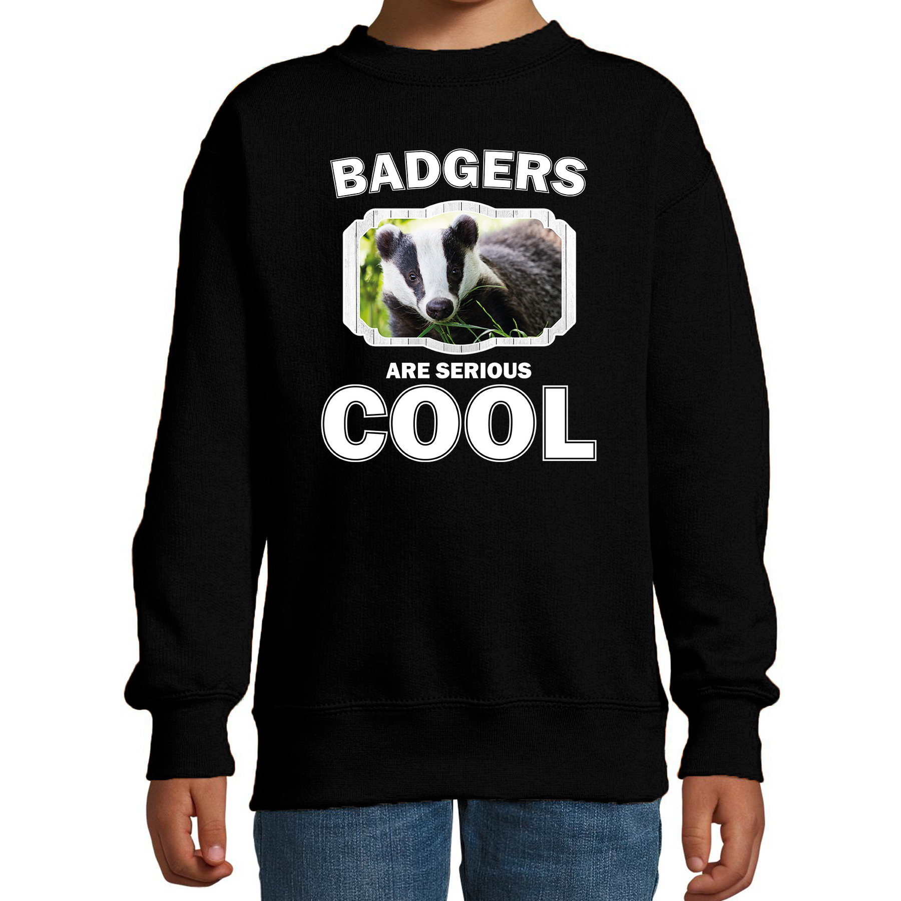 Bellatio Decorations Dieren dassen sweater kinderen - badgers are serious cool trui jongens/ meisjes - cadeau das/ dassen liefhebber - Zwart