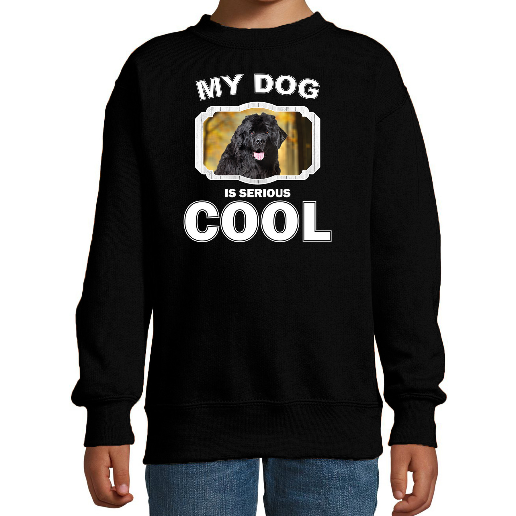 Bellatio Decorations Newfoundlander honden trui / sweater my dog is serious cool - kinderen - Newfoundlanders liefhebber cadeau sweaters - Zwart