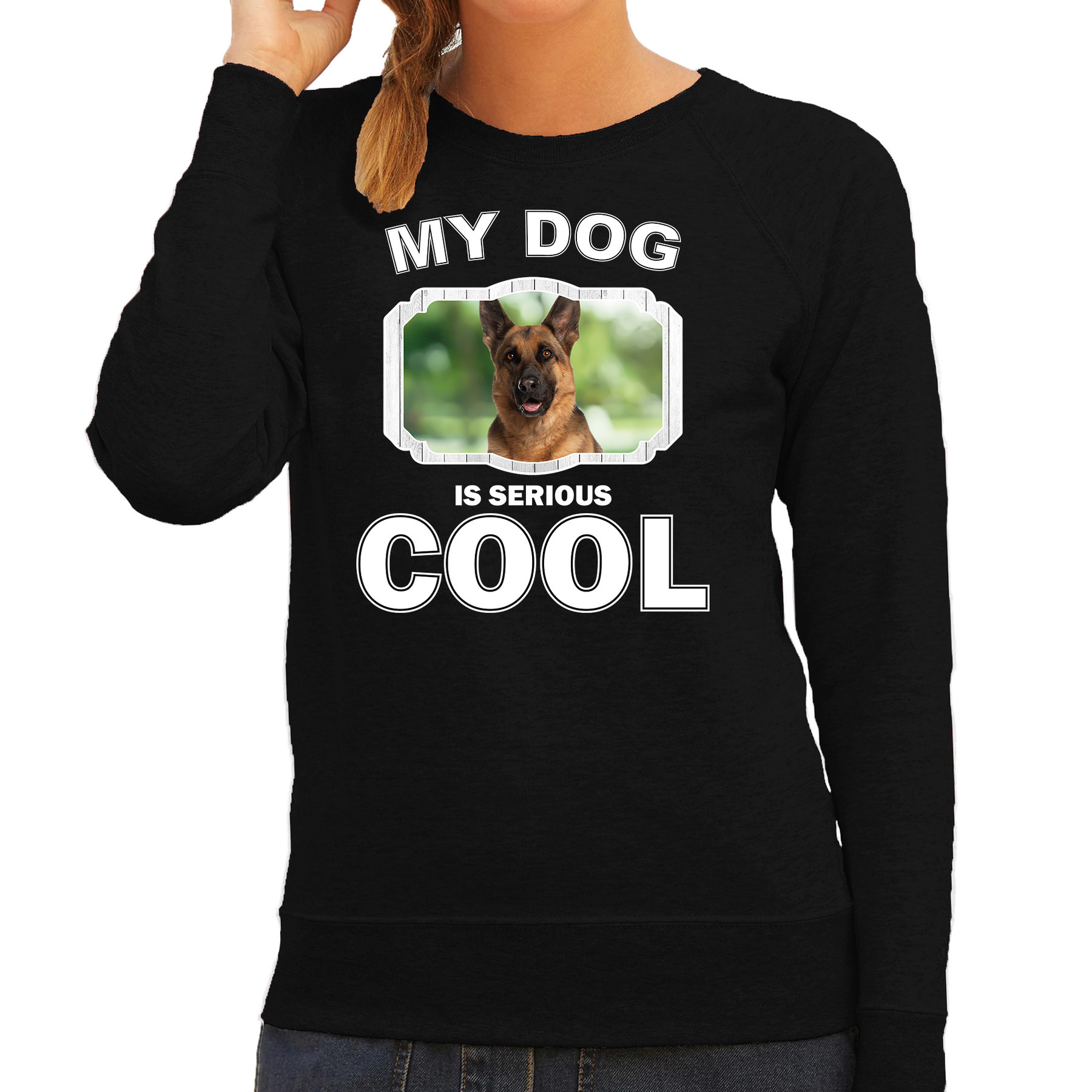 Bellatio Decorations Duitse herder honden trui / sweater my dog is serious cool - dames - Duitse herders liefhebber cadeau sweaters - Zwart