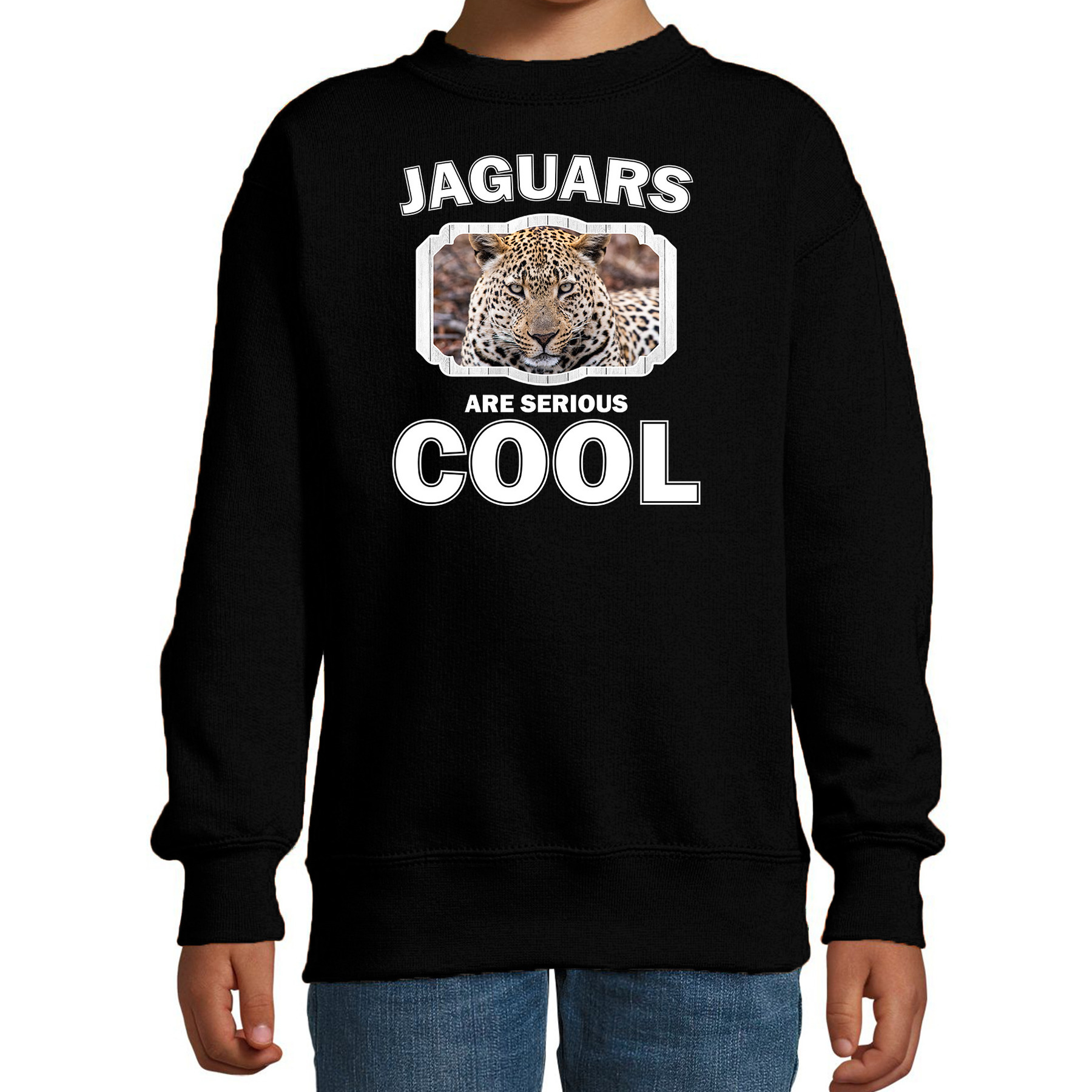 Bellatio Decorations Dieren jaguars sweater kinderen - jaguars are serious cool trui jongens/ meisjes - cadeau jaguar/ jaguars liefhebber - Zwart