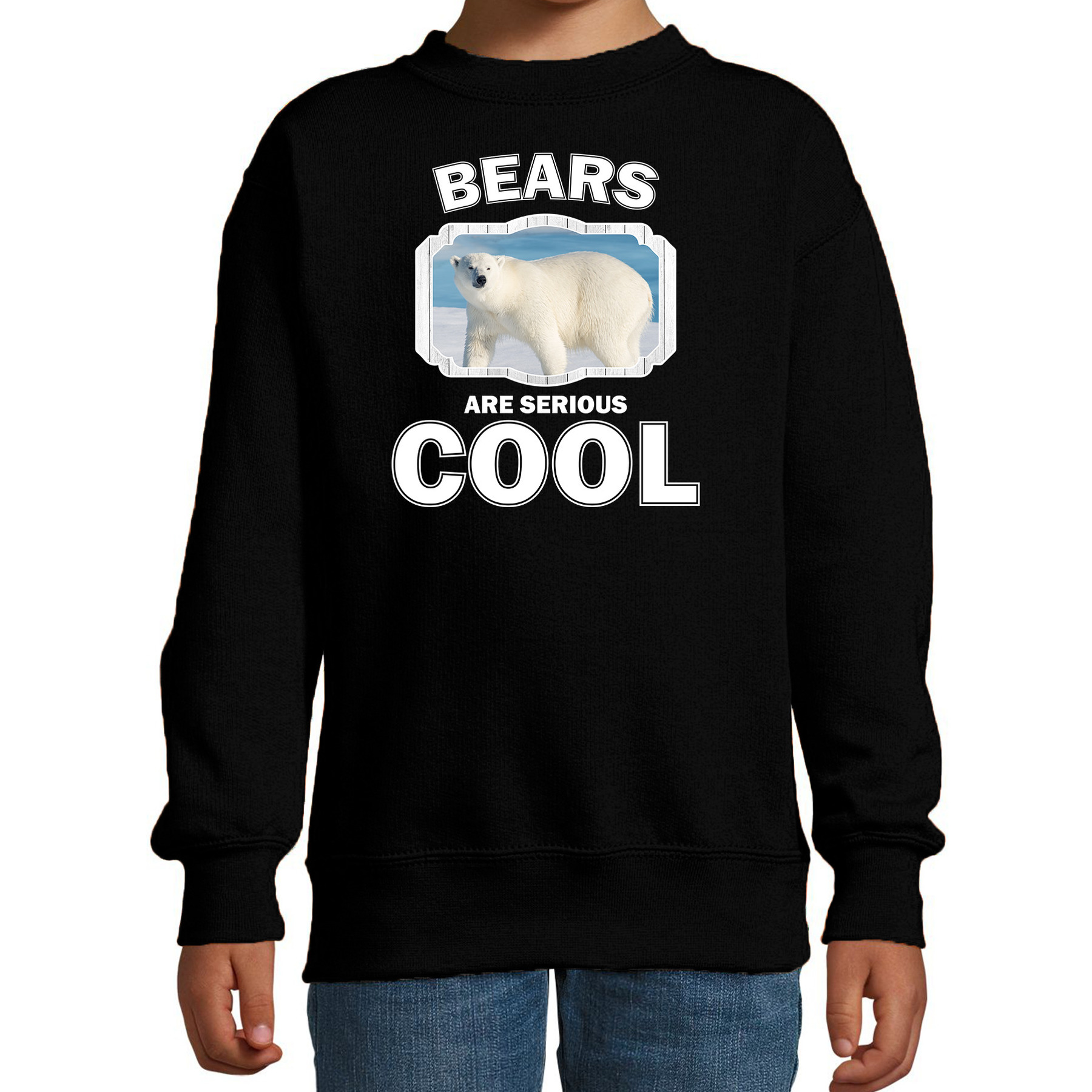 Bellatio Decorations Dieren ijsberen sweater kinderen - bears are serious cool trui jongens/ meisjes - cadeau grote ijsbeer/ ijsberen liefhebber - Zwart