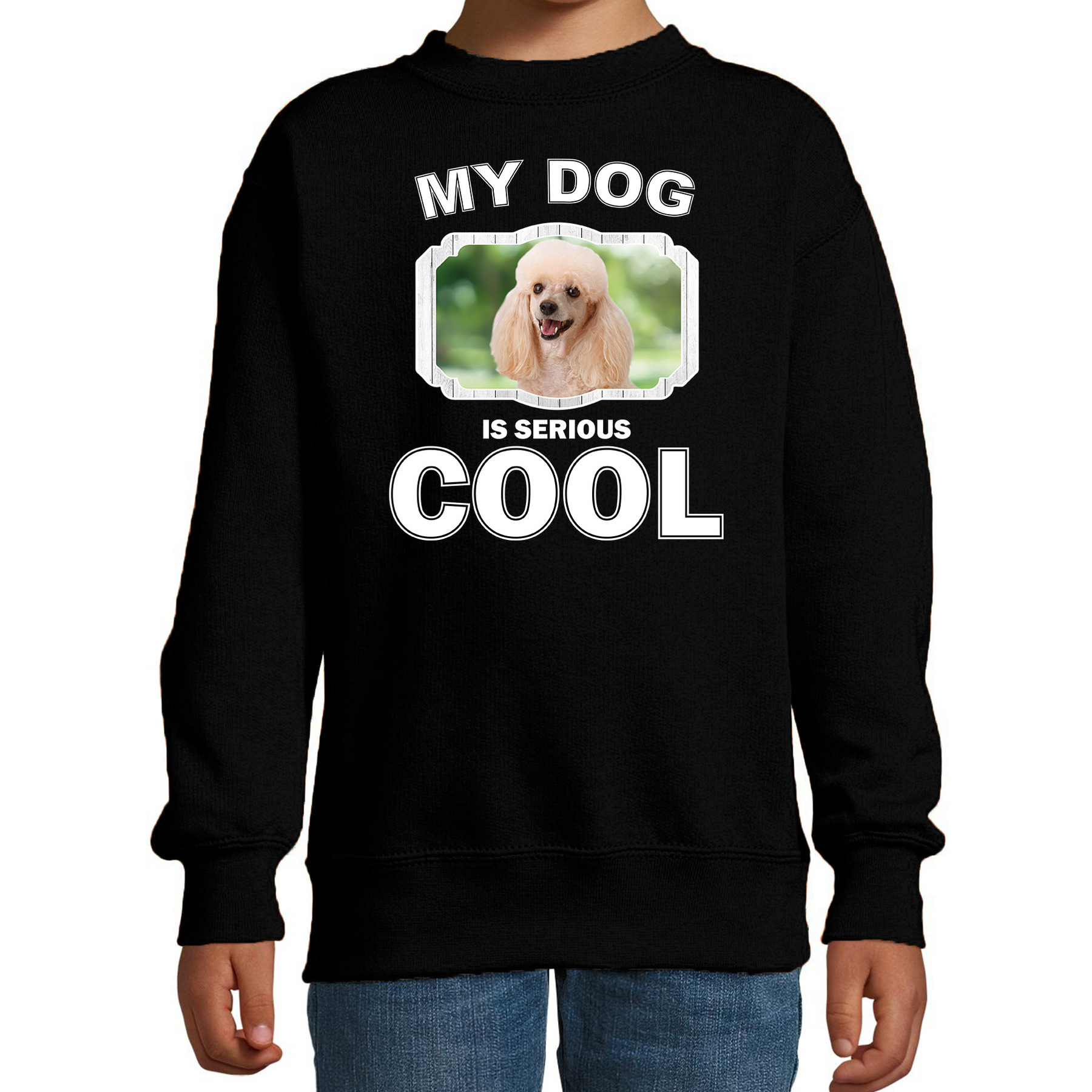 Bellatio Decorations Poedel honden trui / sweater my dog is serious cool - kinderen - Poedels liefhebber cadeau sweaters - Zwart