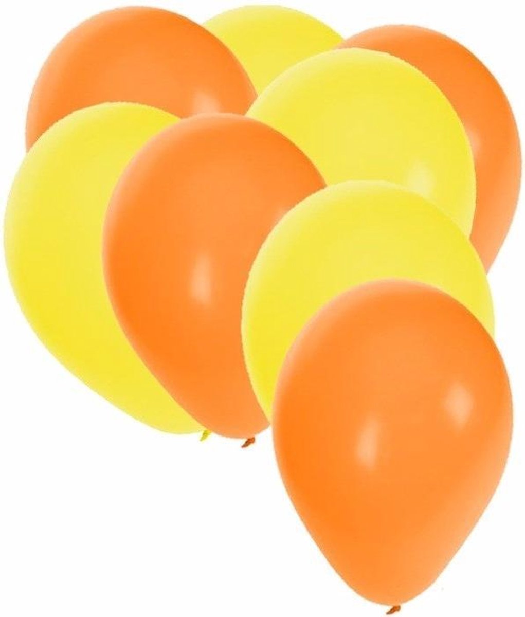 30x ballonnen - 27 cm - oranje / gele versiering