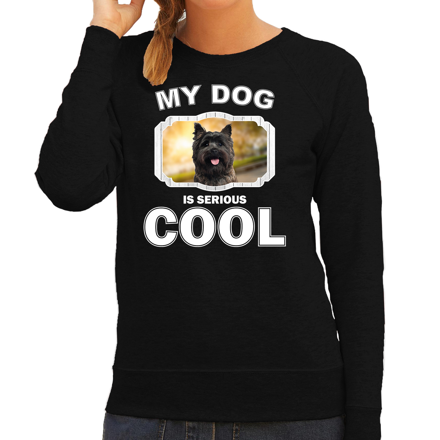 Bellatio Decorations Cairn terrier honden trui / sweater my dog is serious cool - dames - Cairn terriers liefhebber cadeau sweaters - Zwart