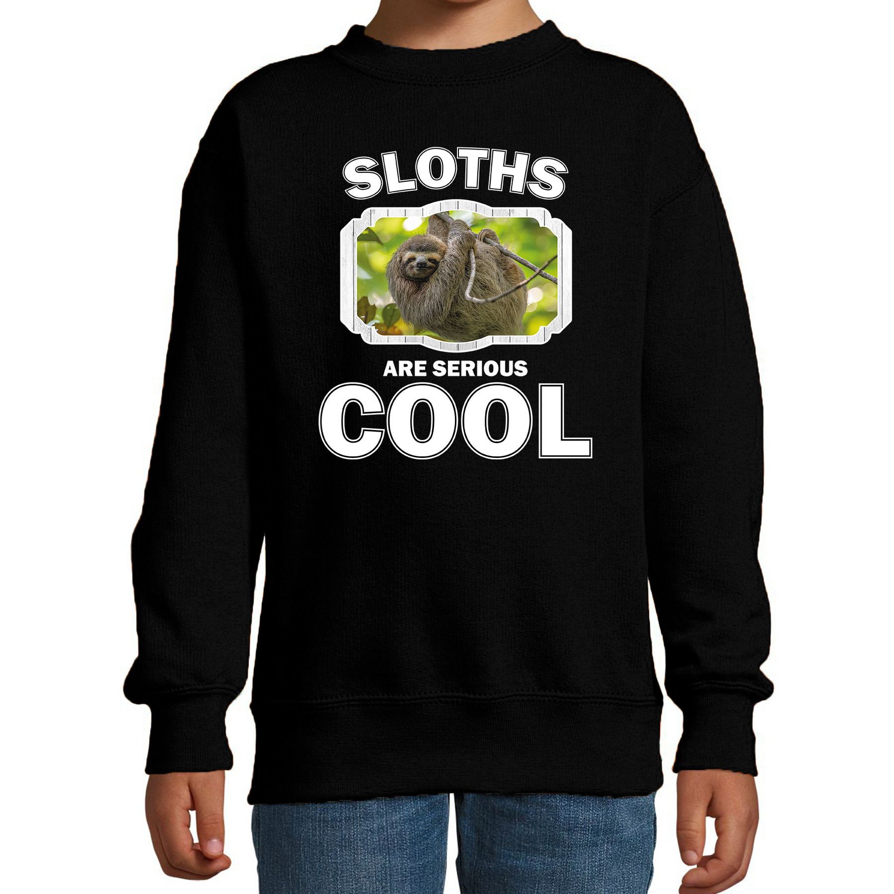 Bellatio Decorations Dieren luiaards sweater kinderen - sloths are serious cool trui jongens/ meisjes - cadeau luiaard/ luiaards liefhebber - Zwart