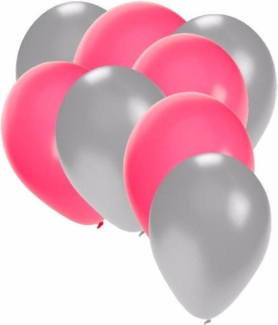 30x ballonnen zilver en roze
