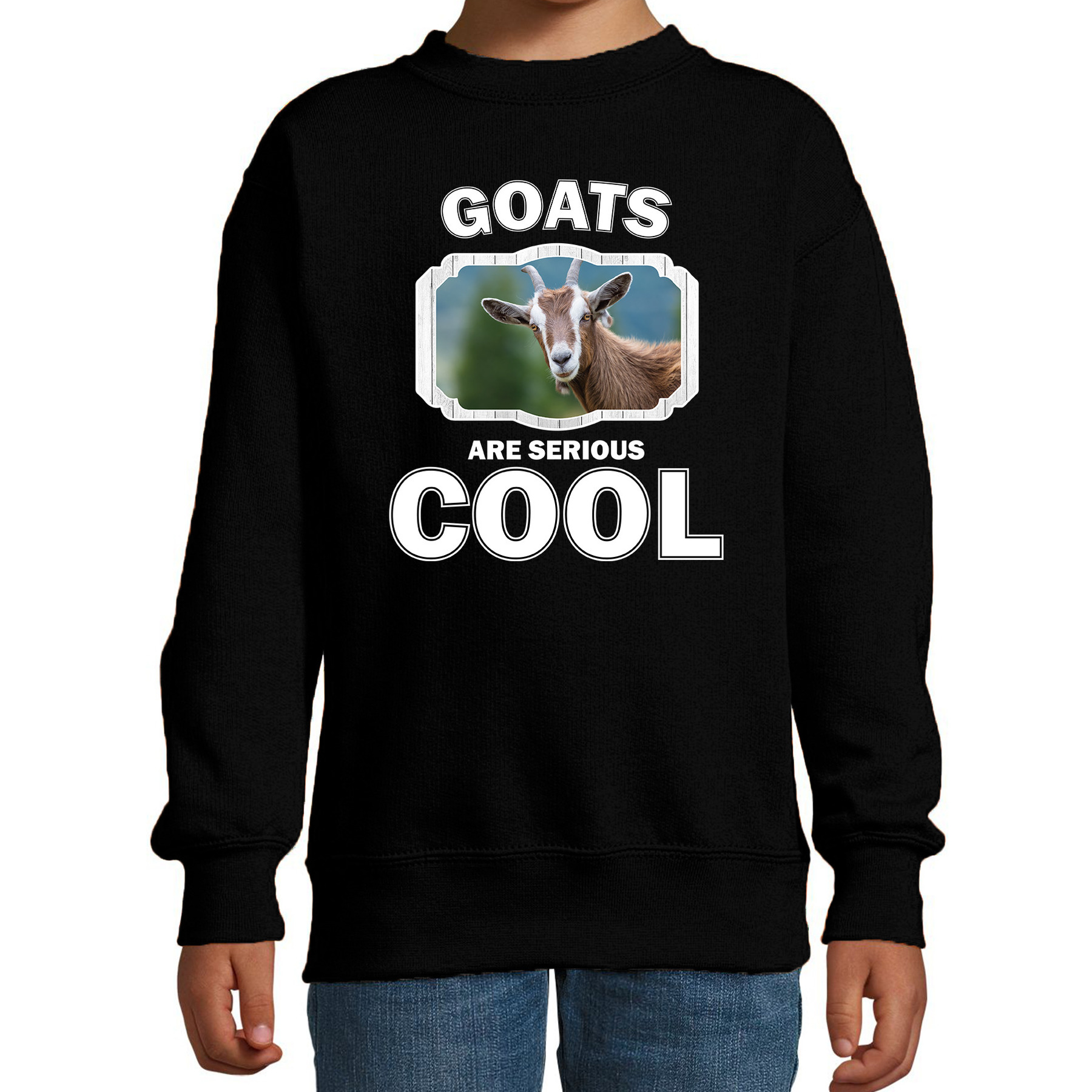 Bellatio Decorations Dieren geiten sweater kinderen - goats are serious cool trui jongens/ meisjes - cadeau geit/ geiten liefhebber - Zwart