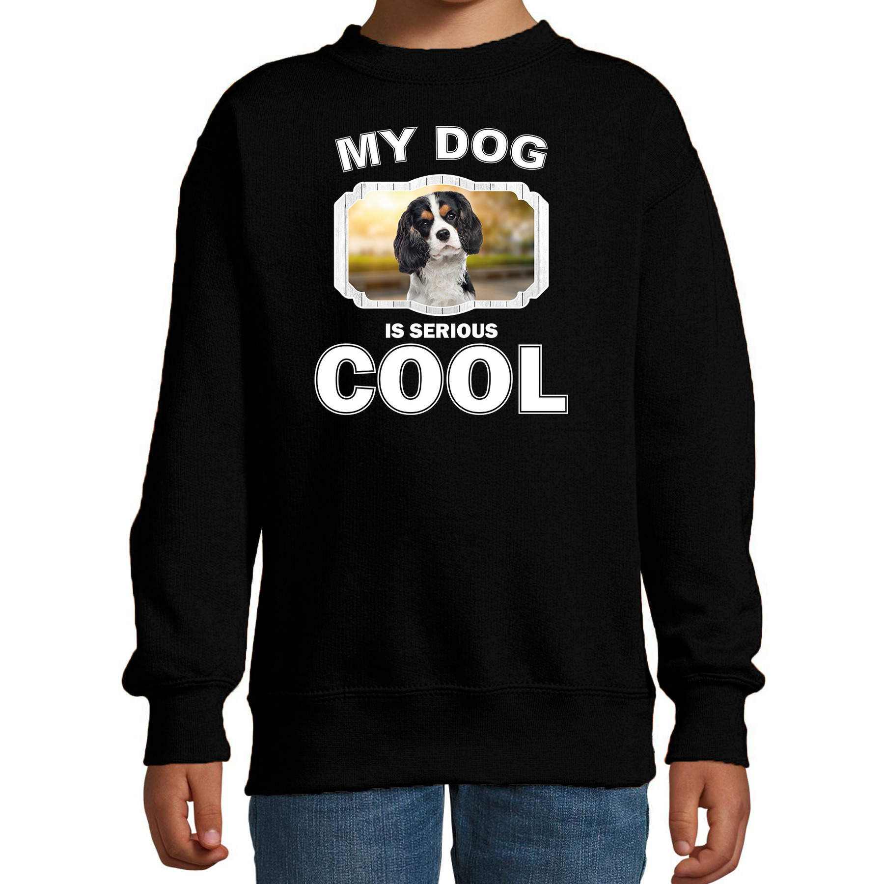 Bellatio Decorations Spaniel honden trui / sweater my dog is serious cool - kinderen - Spaniels liefhebber cadeau sweaters - Zwart