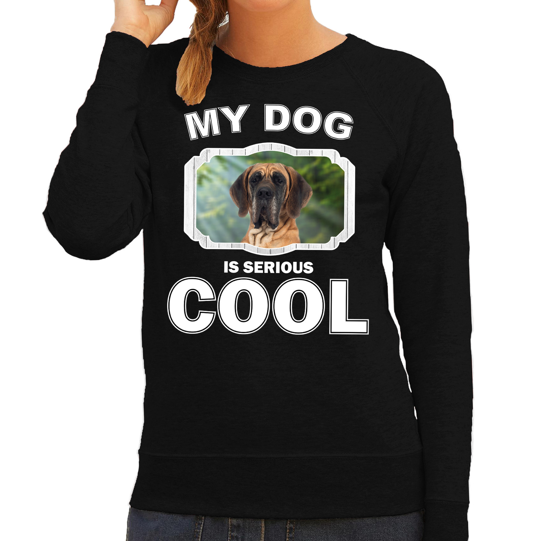 Bellatio Decorations Deense dog honden trui / sweater my dog is serious cool - dames - Deense dogs liefhebber cadeau sweaters - Zwart