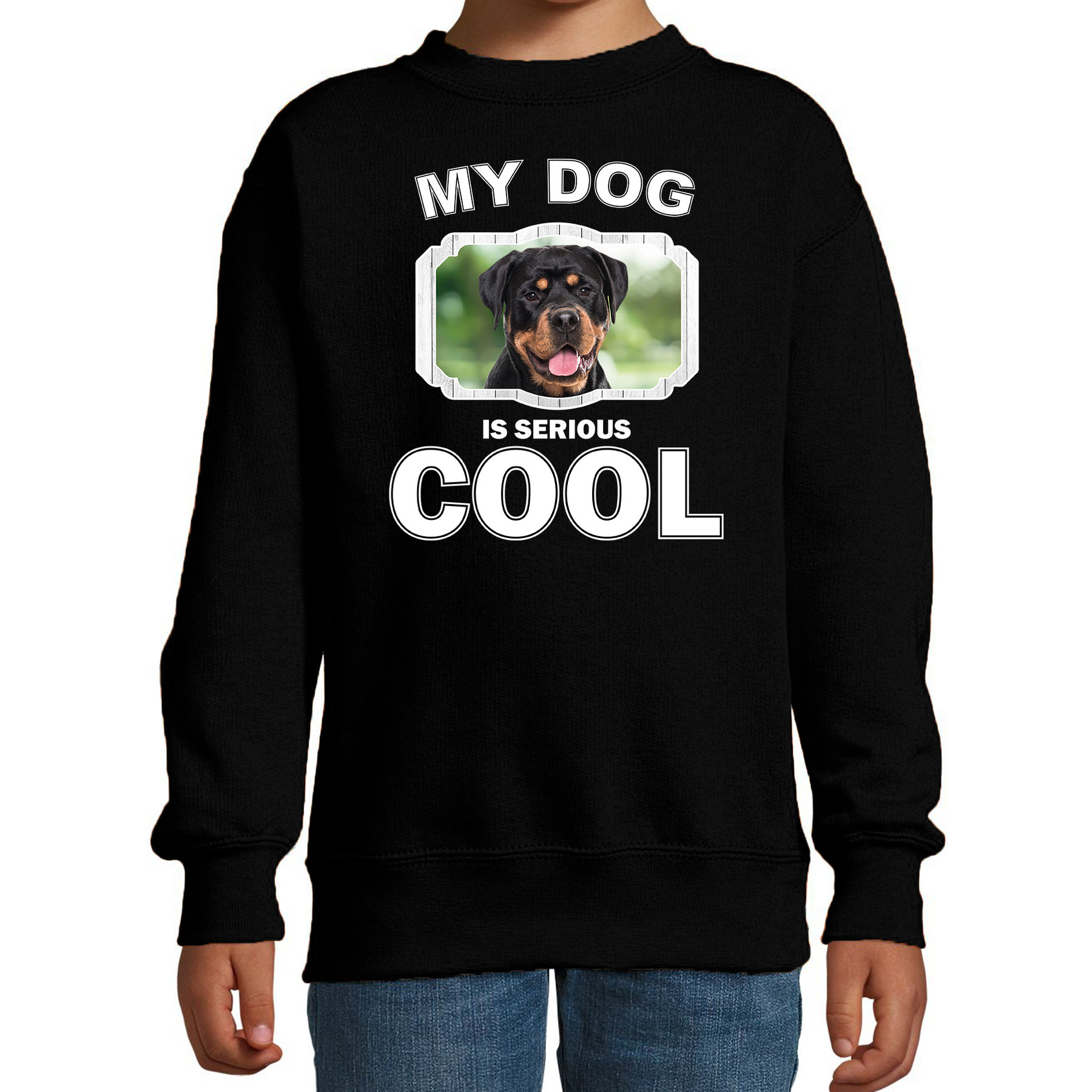 Bellatio Decorations Rottweiler honden trui / sweater my dog is serious cool - kinderen - Rottweilers liefhebber cadeau sweaters - Zwart