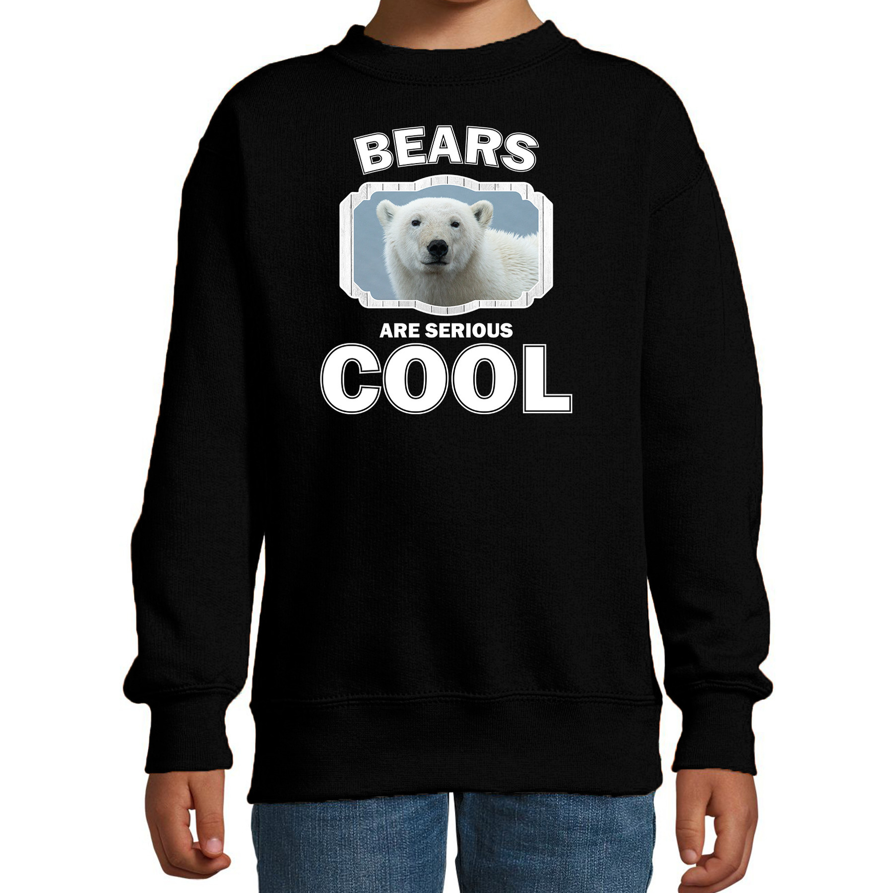 Bellatio Decorations Dieren ijsberen sweater kinderen - bears are serious cool trui jongens/ meisjes - cadeau witte ijsbeer/ ijsberen liefhebber - Zwart