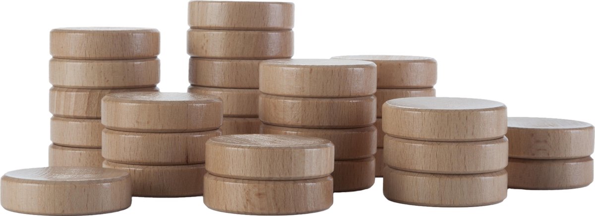 Longfield Games Sjoelschijven holgedraaid 30 stuks 52 x 12,5 mm - Beige