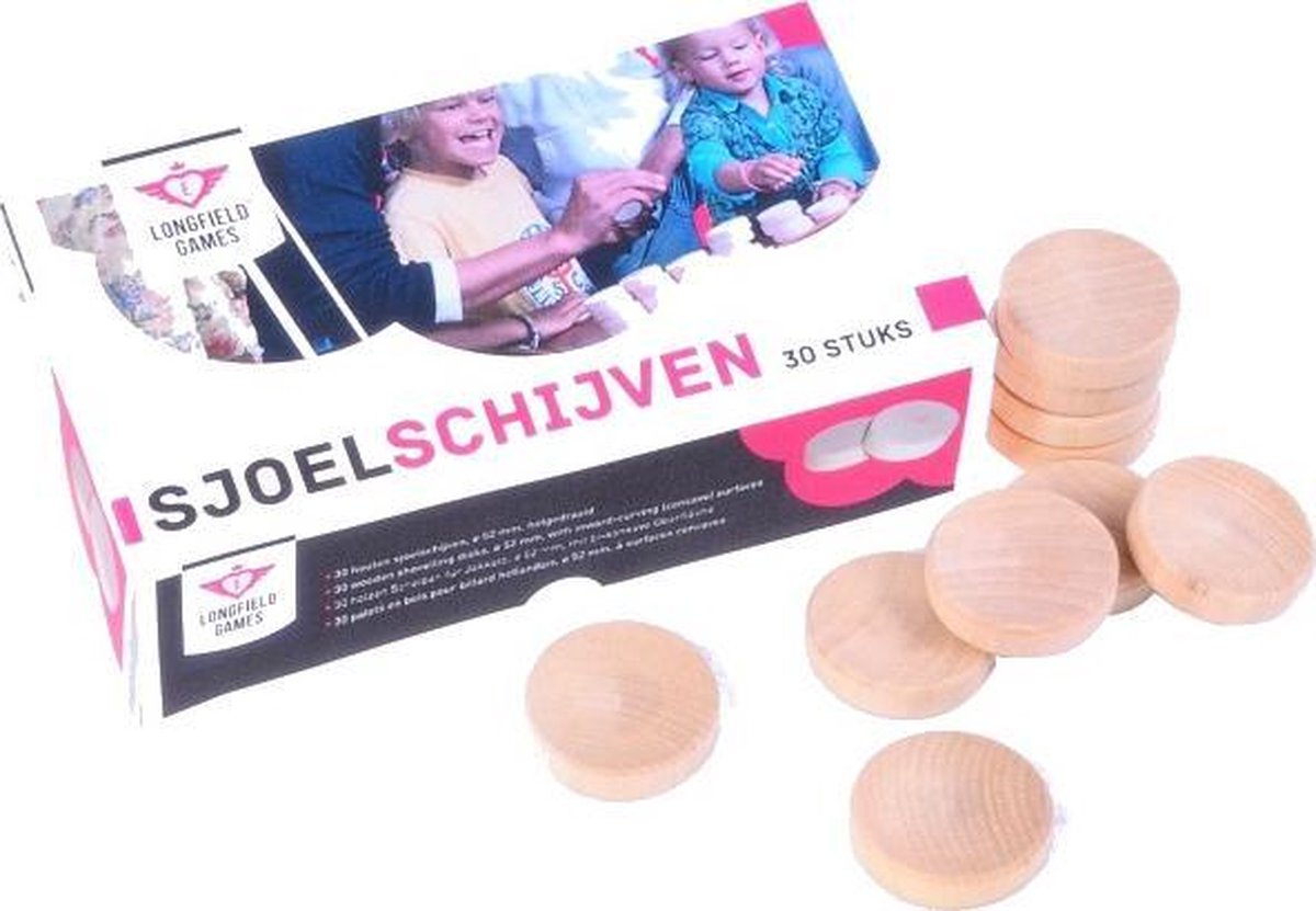 Longfield Games Sjoelschijven holgedraaid 30 stuks 52 x 12,5 mm - Beige