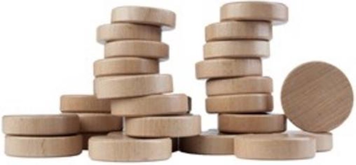 Longfield Games Sjoelschijven holgedraaid 30 stuks 52 x 12,5 mm - Beige