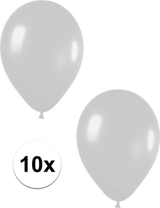 10x Zilveren metallic ballonnen 30 cm - Silver