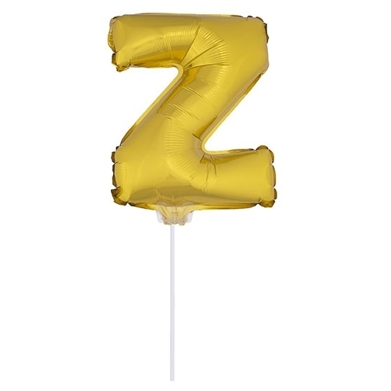 en opblaas letter ballon Z op stokje 41 cm - Goud