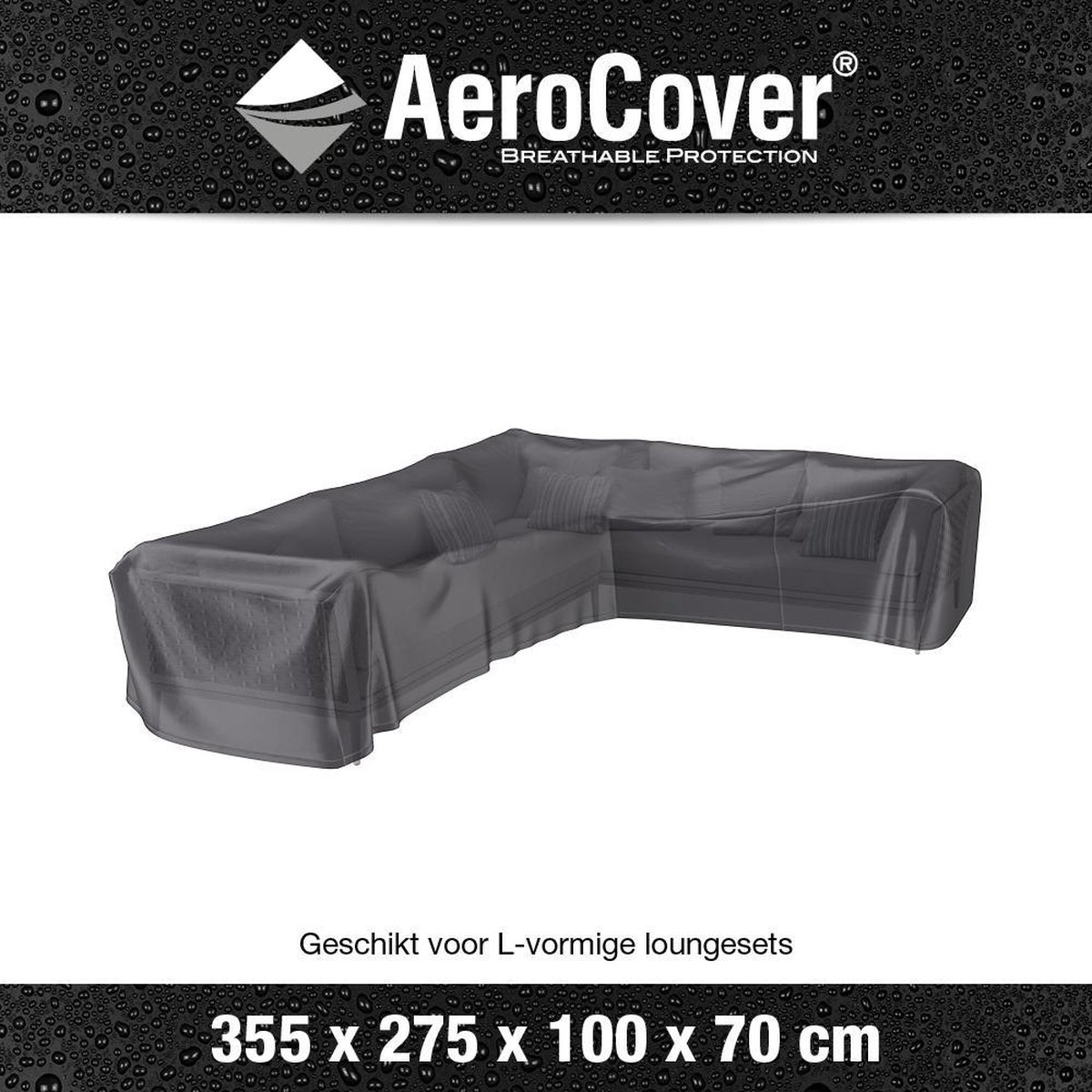 AeroCover Loungesethoes hoekset rechts 355x275x100xH70 cm - Grijs