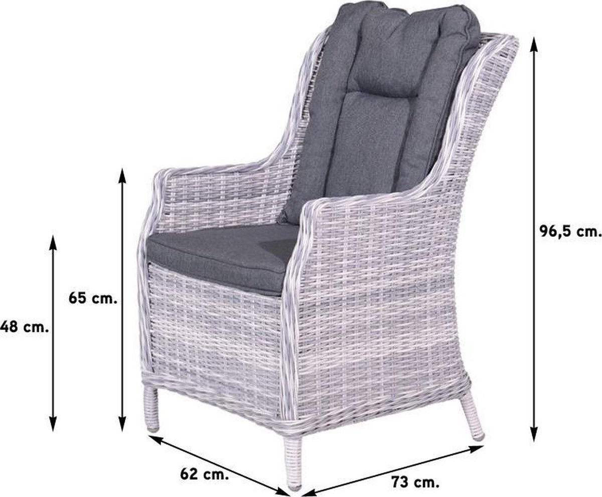 Garden Impressions Osborne dining fauteuil cloudy grey 5 mm reflex black - Grijs