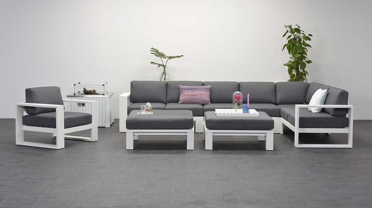 Garden Impressions Cube lounge hoekset 3-delig mat white reflex black - Zwart