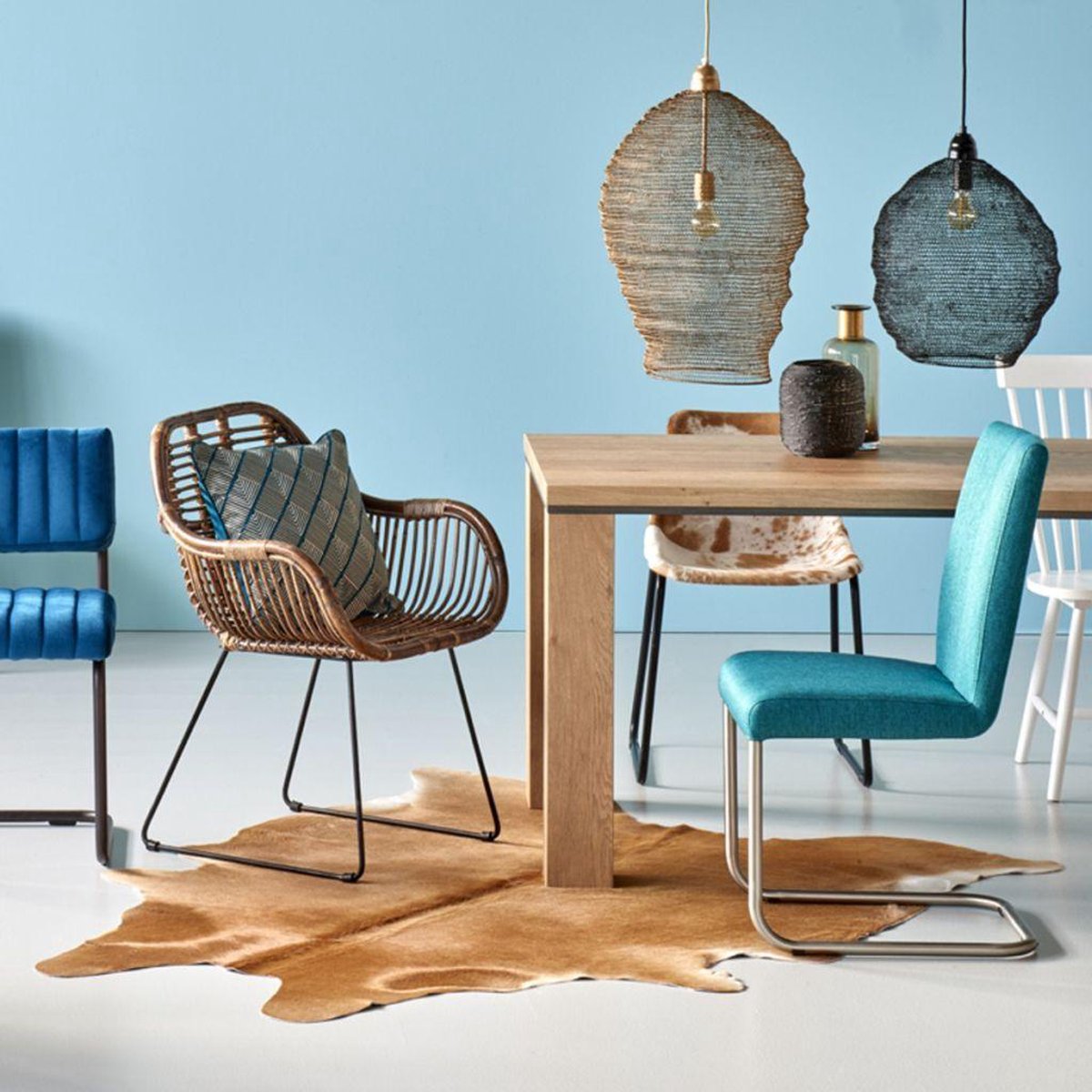 Van der Leeden Dining Stoel Iron Rattan L - Bruin