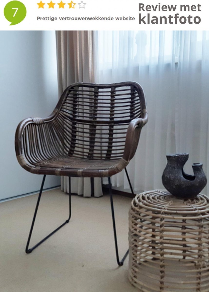 Van der Leeden Dining Stoel Iron Rattan L - Bruin