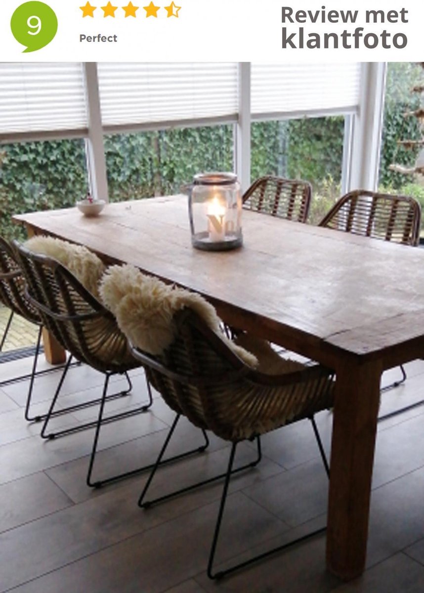 Van der Leeden Dining Stoel Iron Rattan L - Bruin