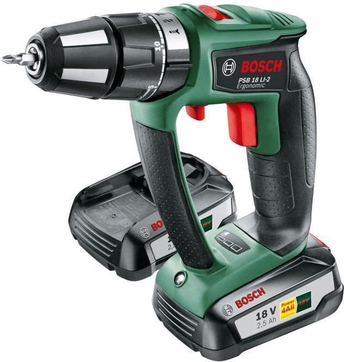 Bosch PSB 18 LI-2 Ergonomic Accuschroefklopboormachine | met 2 accu&apos;s 2.5Ah