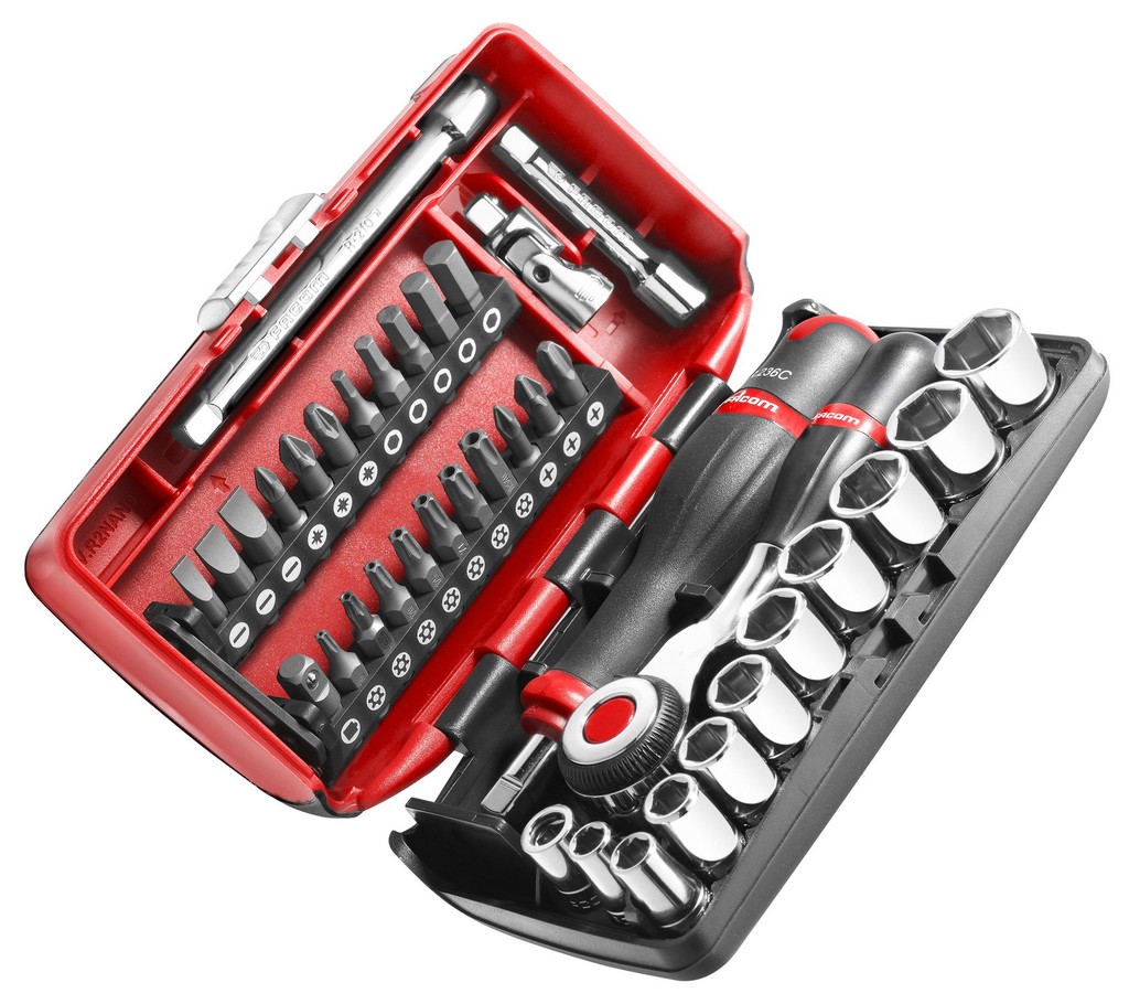 Facom doppendoos met ratel met draaiend heft 1/4"