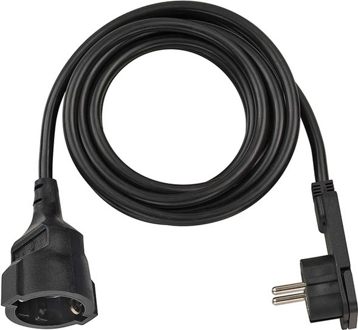 Brennenstuhl Kwaliteits kunststof verlengsnoer met platte stekker 2m H05VV-F3G1,5 zwart