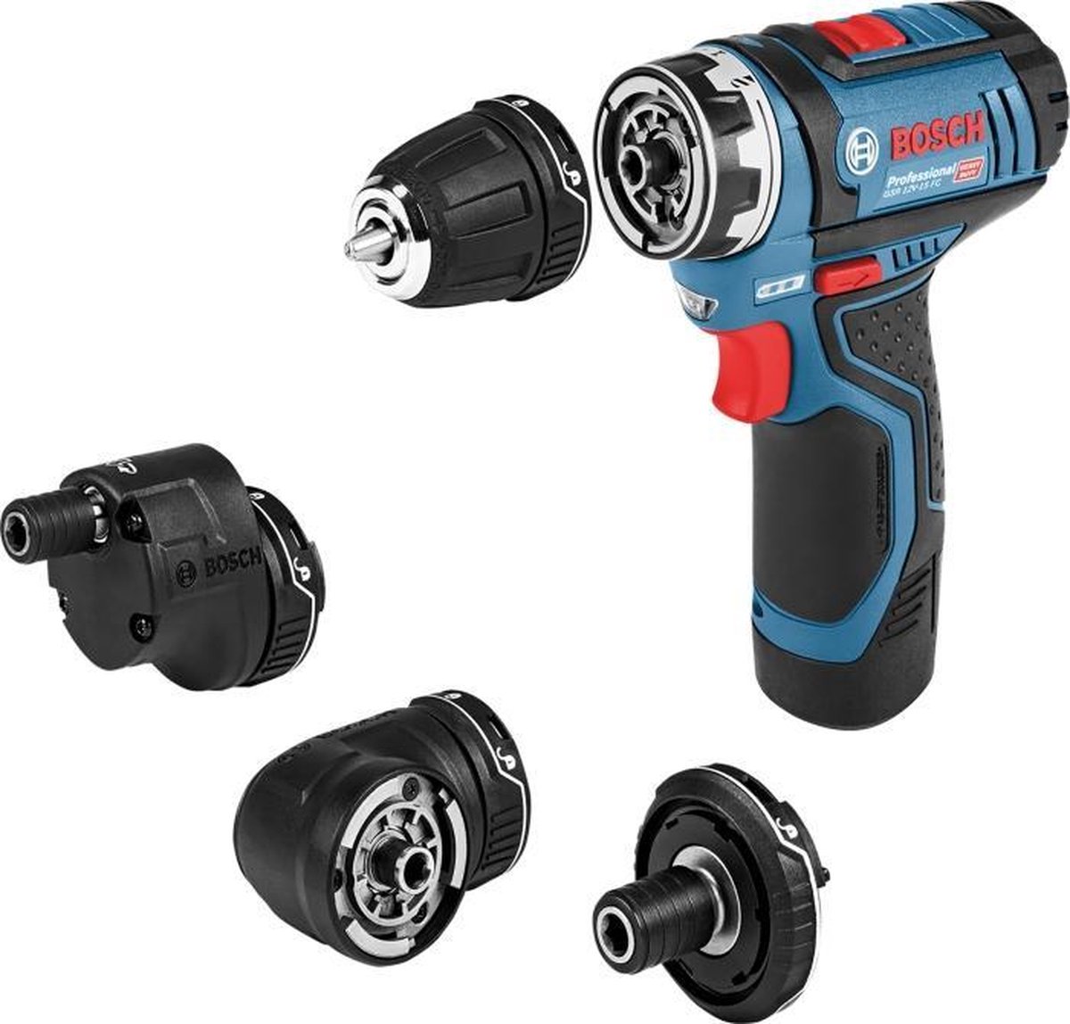 Bosch GSR 12V-15 FlexiClick Accuschroefboormachine + GFA 12-X/12-B/12-W/12-E - Blauw