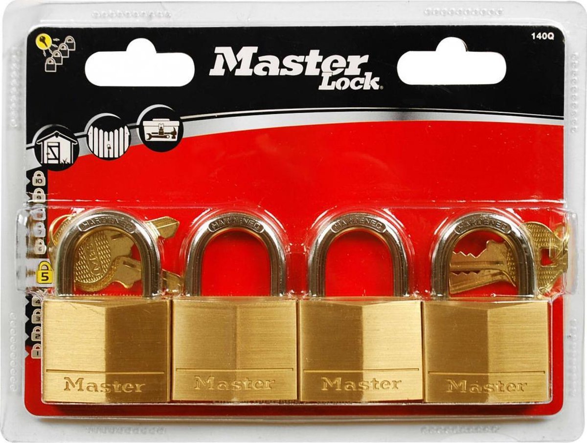 Masterlock 4 x 40mm padlocks ref. 140EURD - keyed alike padlocks - Bruin