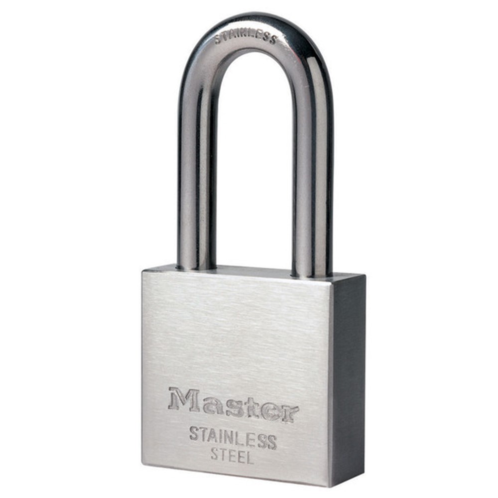 Masterlock 40mm stainless steel body - 51mm stainless steel shackle, 7mm diam. -