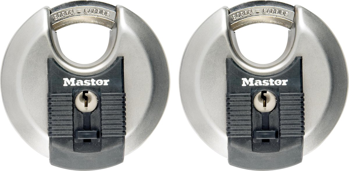 Masterlock 2 x 70mm diam. stainless steel keyed alike padlocks - octagonal boron-