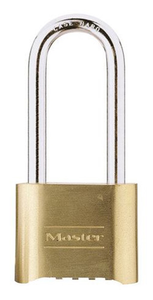 Masterlock 51mm - zinc body with brass finish - 57mm hardened steel long shackle,
