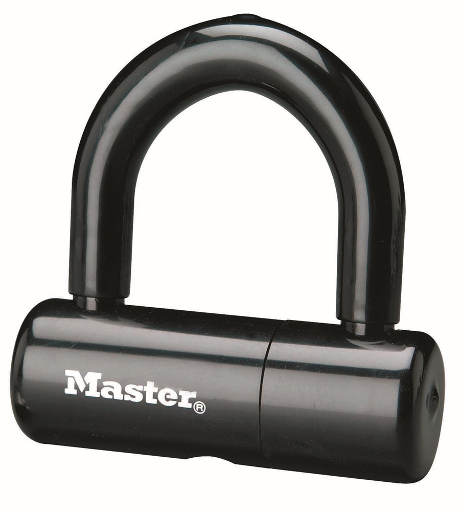 Masterlock Mini U bar disc brake lock 93mm x 47mm x Æ 14mm w/4 keysvinyl cover - - Silver